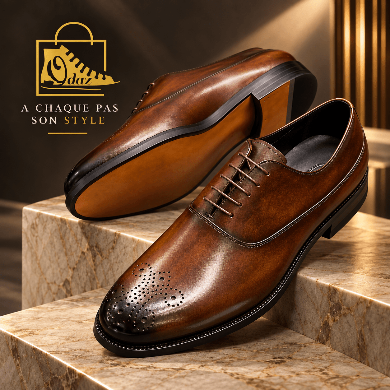 Chaussure Derby Brogue à bout fleuri (Wingtip)