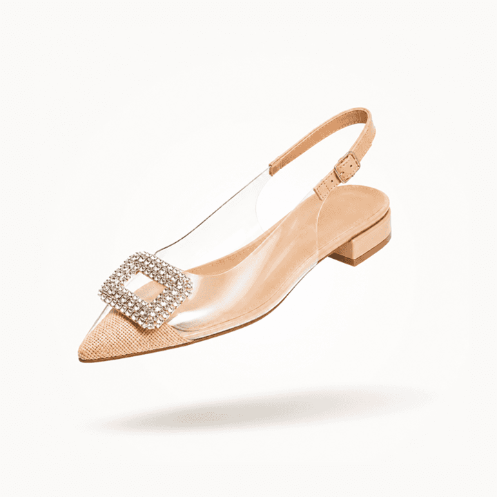 Slingback Élégante Nude & Doré – Détail Bijou